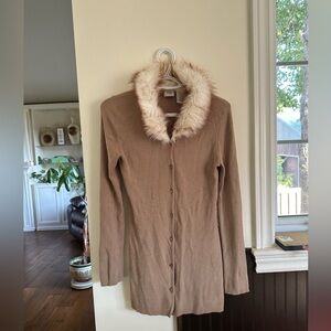 Original 625 faux fur collar sweater
